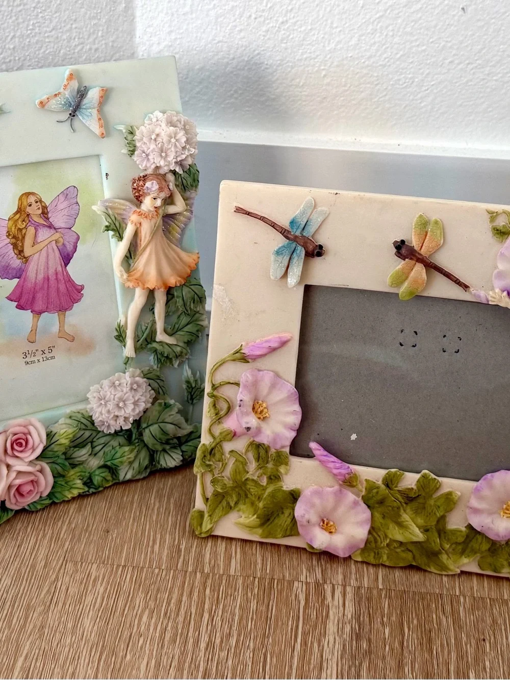 VTG 90s Fairycore Resin Picture Frame Set (2) Whimsigoth Cottagecore Shabby Chic